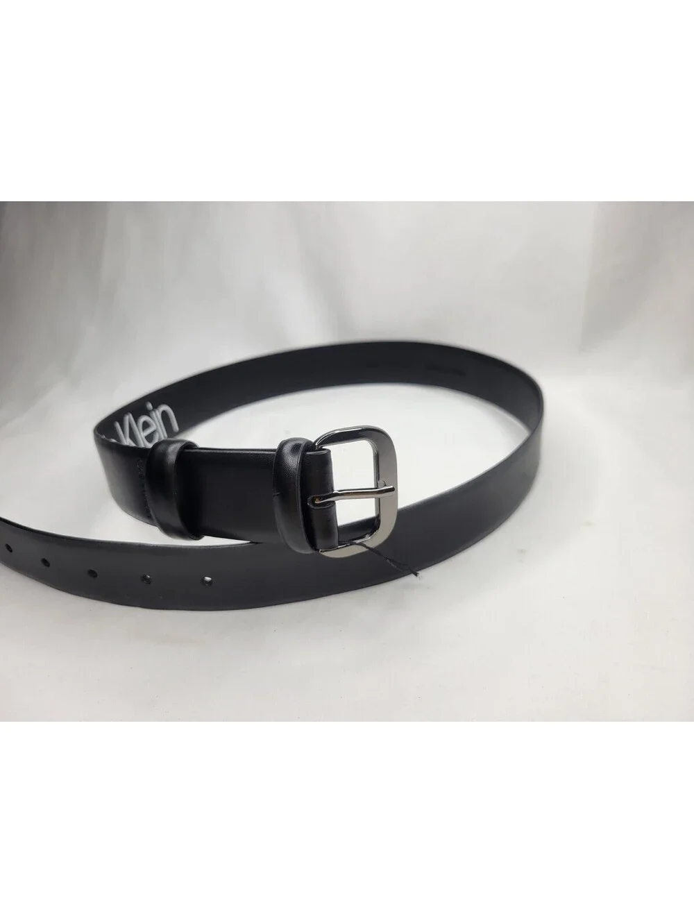 Calvin Klein Womens Black Leather Pant Belt Double Loop Sz Small **SEE DETAILS**
